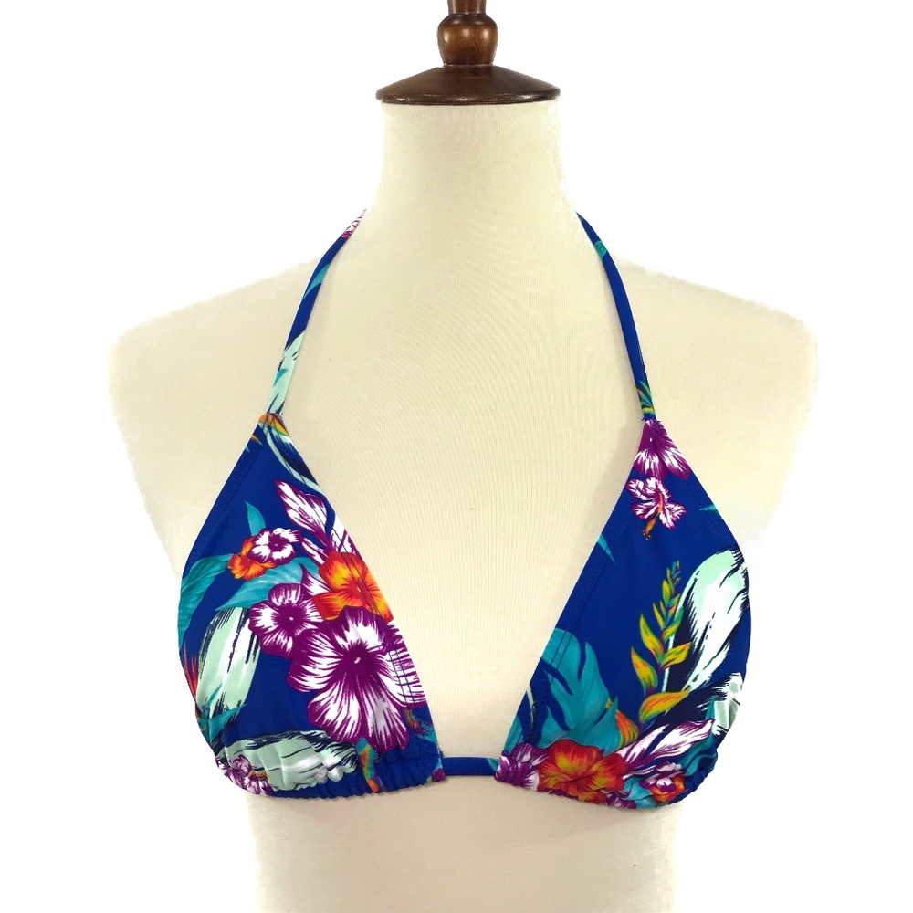 Old Navy Blue Floral Classic String Bikini Top